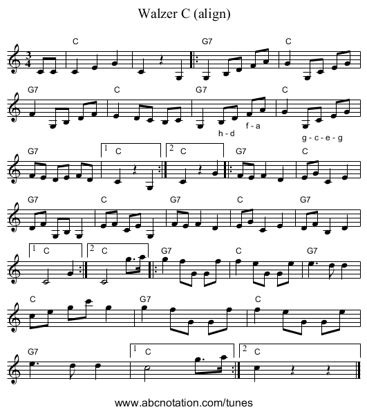 Walzer C (align) - staff notation