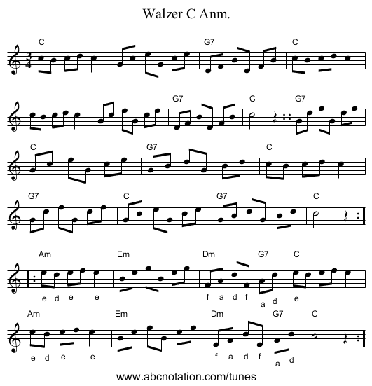 Walzer C Anm. - staff notation