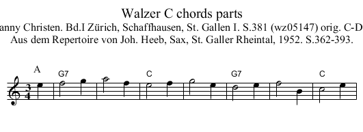 Walzer C chords parts - staff notation