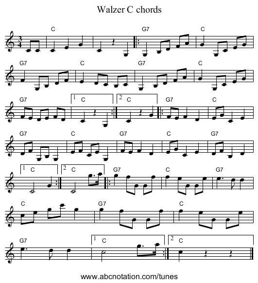 Walzer C chords - staff notation