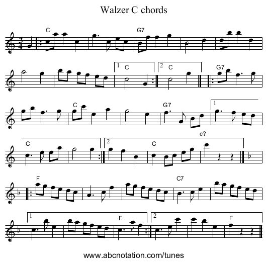 Walzer C chords - staff notation