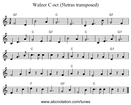 Walzer C oct (5letras transposed) - staff notation