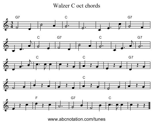 Walzer C oct chords - staff notation