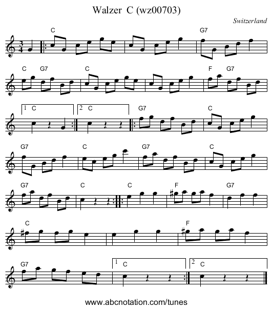 Walzer C (wz00703) - staff notation