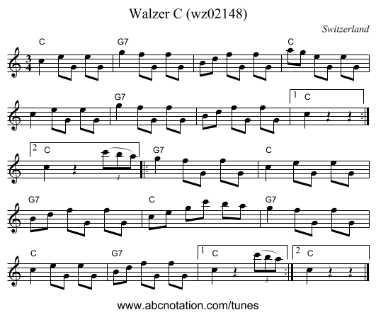 Walzer C (wz02148) - staff notation