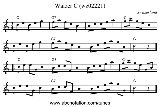 Walzer C (wz02221) - staff notation