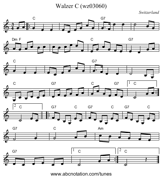 Walzer C (wz03060) - staff notation