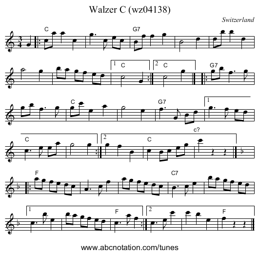 Walzer C (wz04138) - staff notation