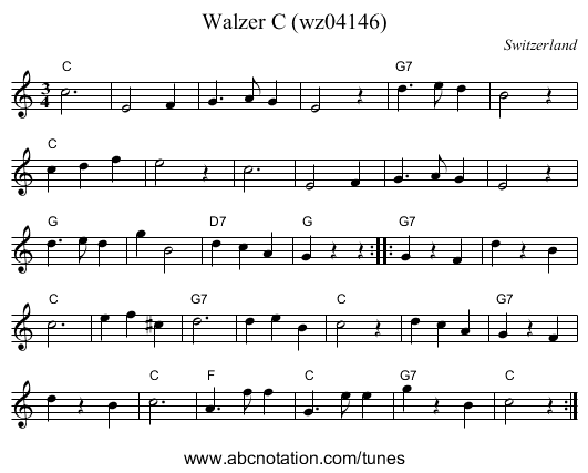 Walzer C (wz04146) - staff notation