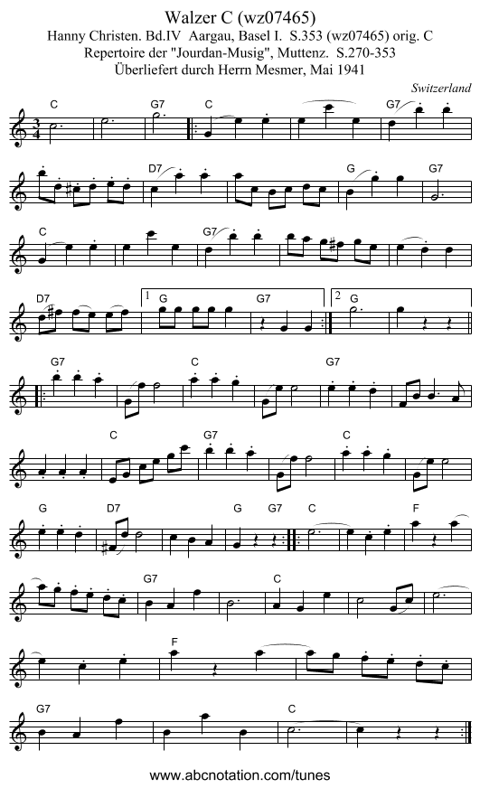 Walzer C (wz07465) - staff notation