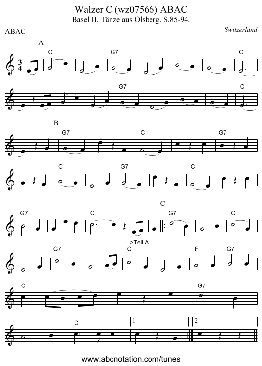 Walzer C (wz07566) ABAC - staff notation