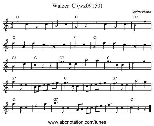 Walzer  C (wz09150) - staff notation