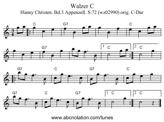 Walzer C - staff notation