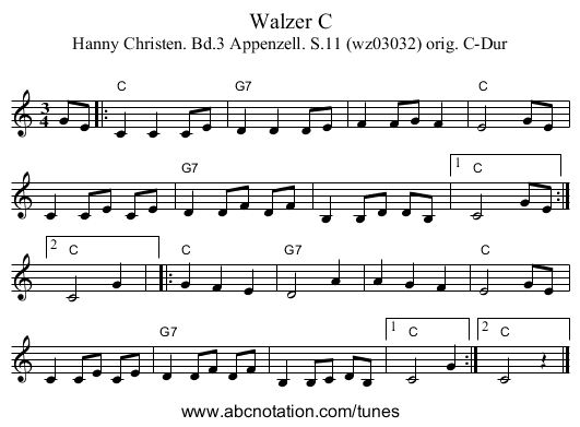 Walzer C - staff notation