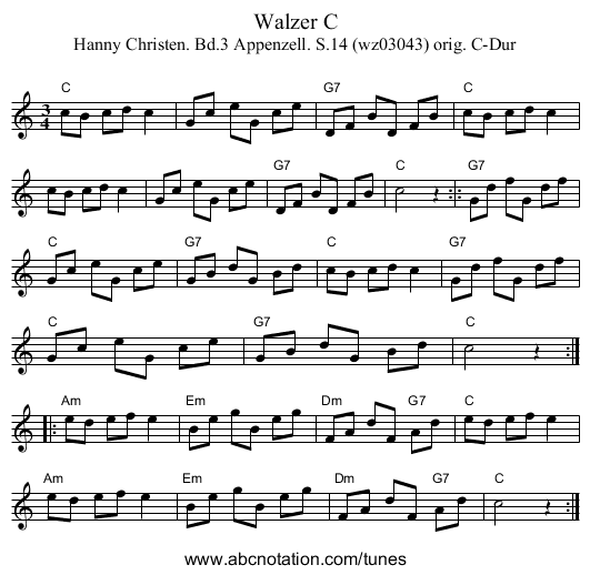 Walzer C - staff notation