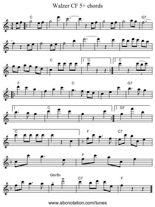 Walzer CF 5+ chords - staff notation