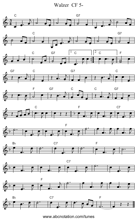 Walzer  CF 5- - staff notation
