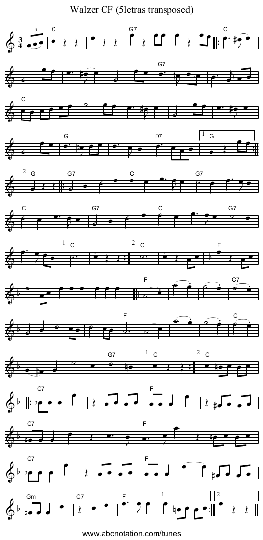 Walzer CF (5letras transposed) - staff notation