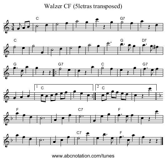 Walzer CF (5letras transposed) - staff notation
