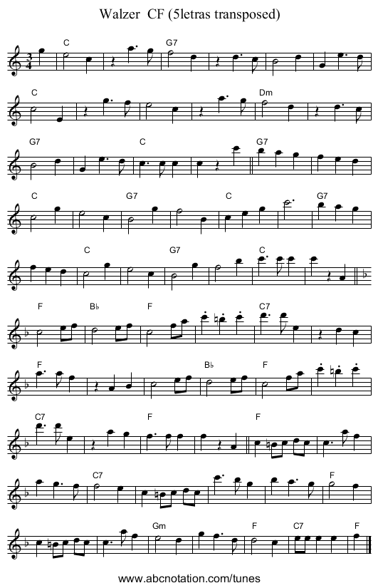 Walzer CF (5letras transposed) - staff notation
