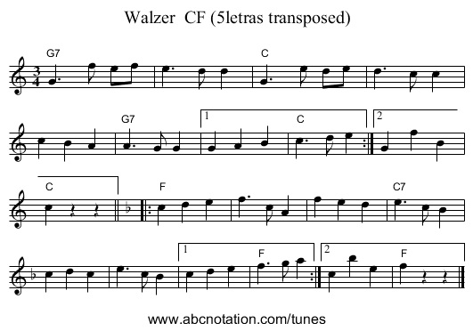 Walzer  CF (5letras transposed) - staff notation