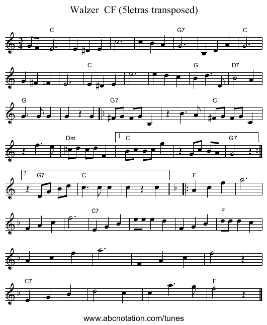 Walzer  CF (5letras transposed) - staff notation