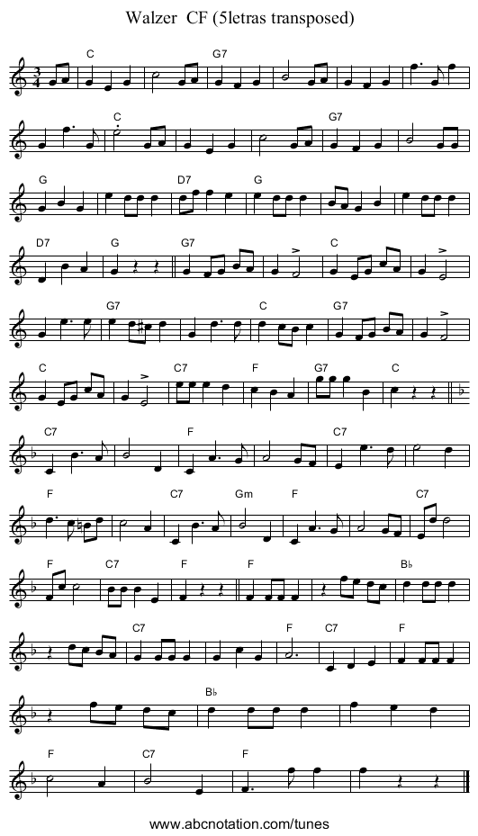 Walzer  CF (5letras transposed) - staff notation