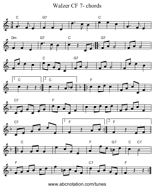 Walzer CF 7- chords - staff notation