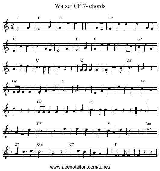 Walzer CF 7- chords - staff notation