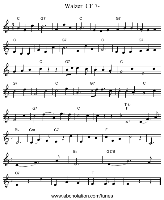 Walzer  CF 7- - staff notation