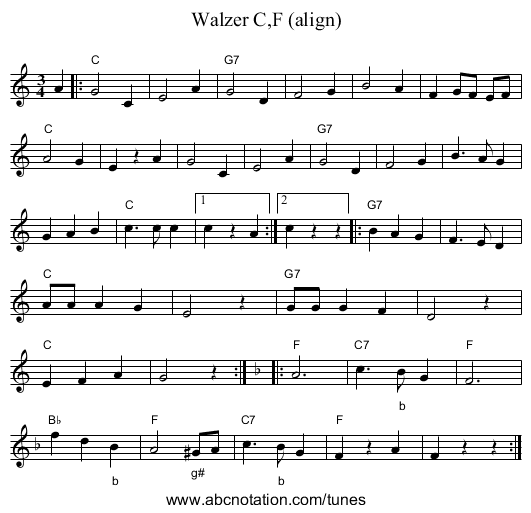 Walzer C,F (align) - staff notation