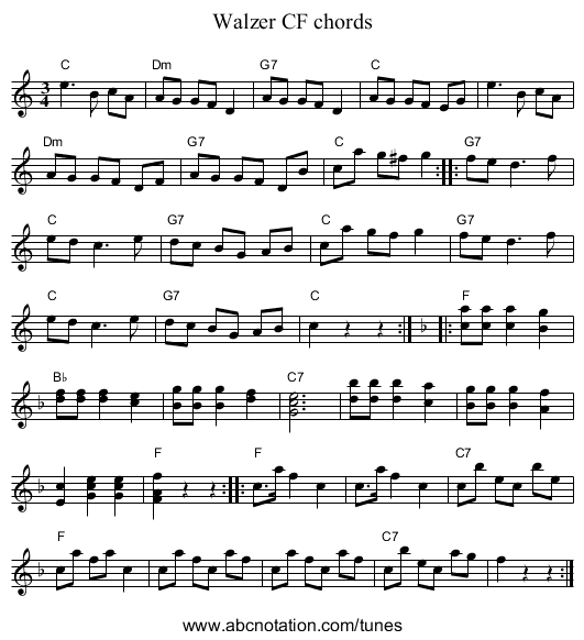 Walzer CF chords - staff notation