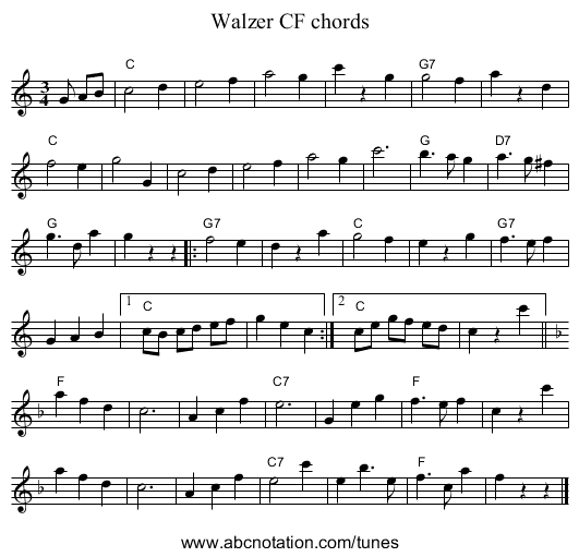 Walzer CF chords - staff notation