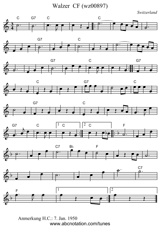 Walzer  CF (wz00897) - staff notation