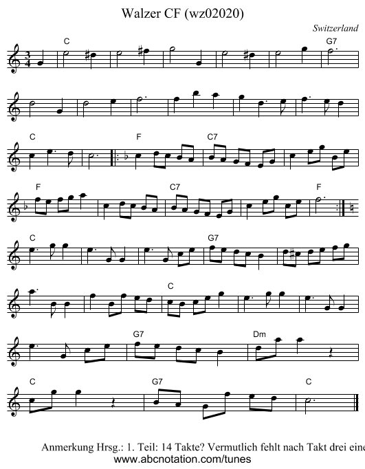 Walzer CF (wz02020) - staff notation