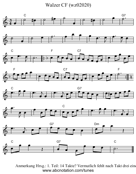 Walzer CF (wz02020) - staff notation