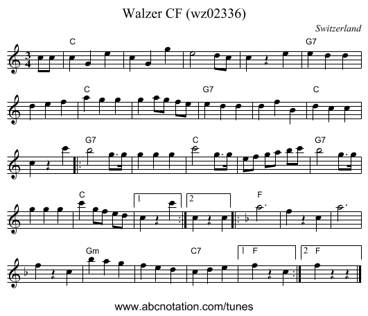Walzer CF (wz02336) - staff notation