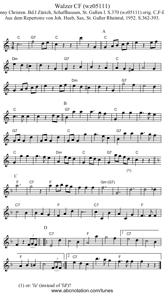 Walzer CF (wz05111) - staff notation