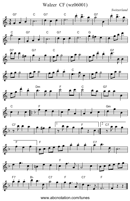 Walzer CF (wz06001) - staff notation