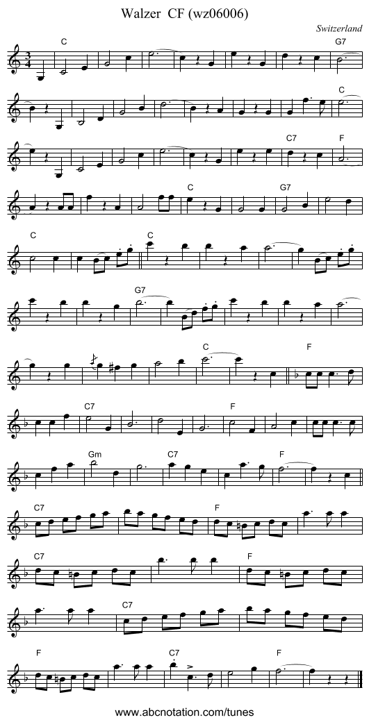 Walzer  CF (wz06006) - staff notation