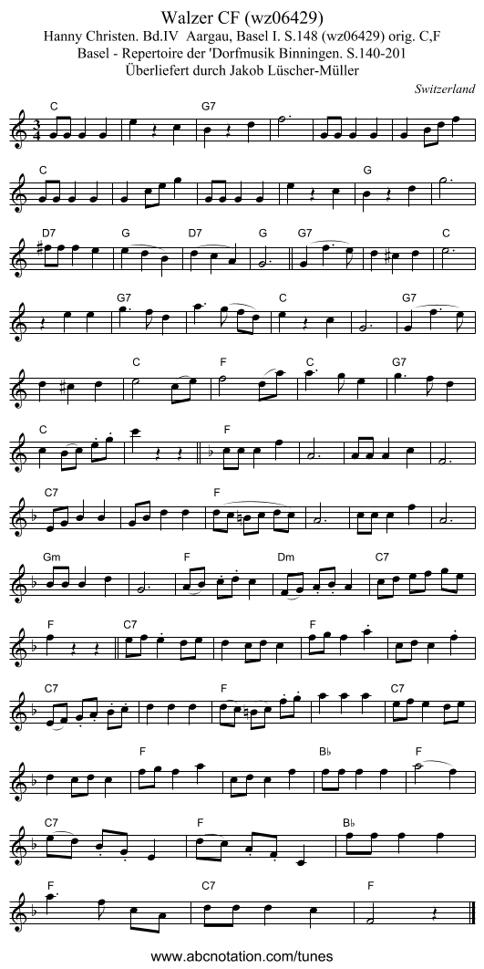 Walzer CF (wz06429) - staff notation