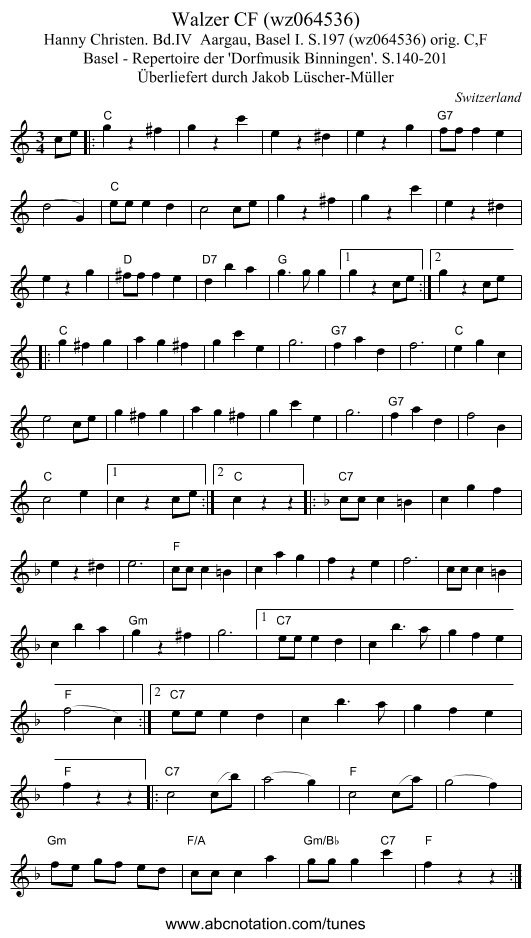 Walzer CF (wz064536) - staff notation