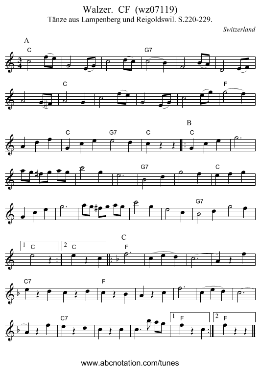Walzer. CF (wz07119) - staff notation