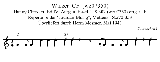 Walzer  CF  (wz07350) - staff notation