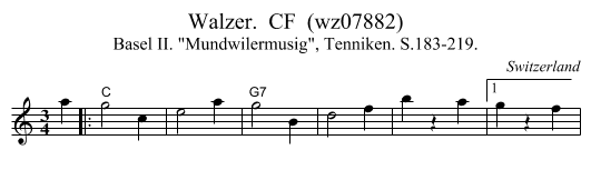 Walzer.  CF  (wz07882) - staff notation