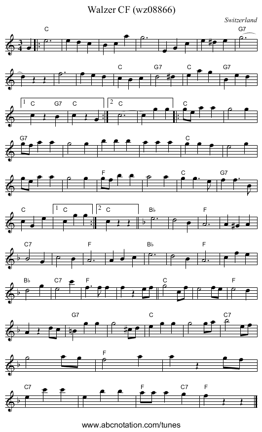 Walzer CF (wz08866) - staff notation