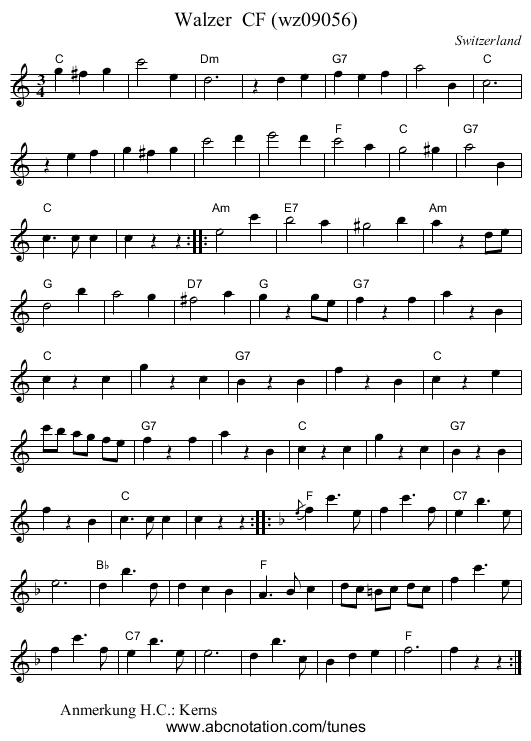 Walzer  CF (wz09056) - staff notation