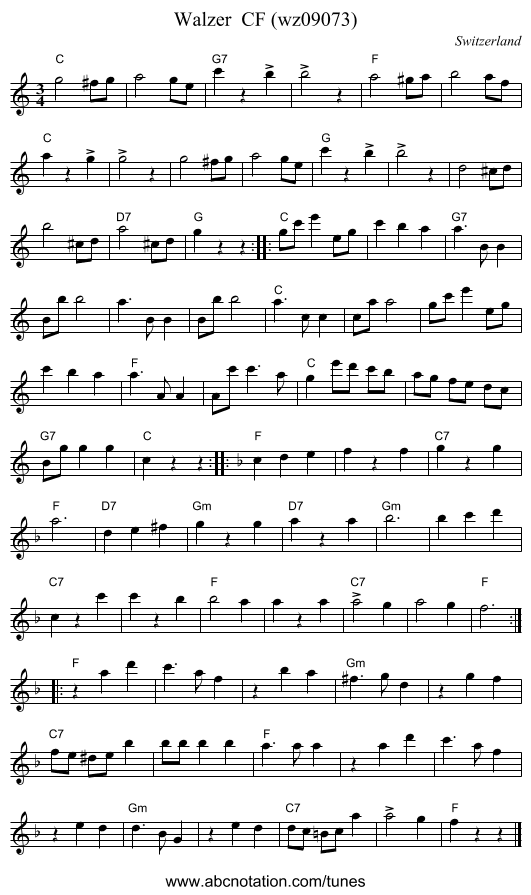 Walzer  CF (wz09073) - staff notation