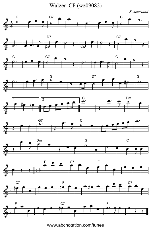 Walzer  CF (wz09082) - staff notation