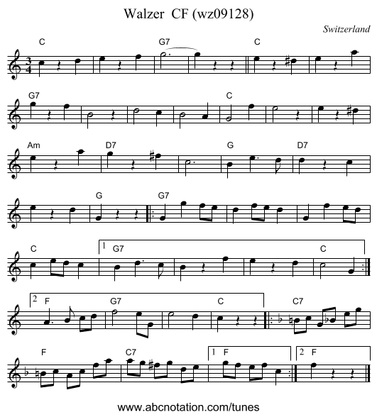 Walzer  CF (wz09128) - staff notation